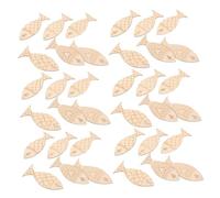 AUTSUPPL 200pcs Wooden Fish Hanging Ornaments Coastal Fish Wall Decoration Nautical Beach Decor for Home Bathroom Bedroom Mediterranean Style Carved Wall Art