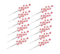 AUTSUPPL 20pcs Artificial Frosted Red Berry Stems Floral Picks for Christmas Tree Garland Wreaths DIY Holiday Decor Vibrant Faux Berry Branches for Elegant Seasonal Arrangements