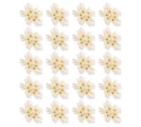 AUTSUPPL 20pcs White Acrylic Floral Pearl Nail Charms 3D Flower Nail Art Decorations Jewels Accessories for Manicure and Special Occasions