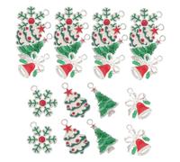 AUTSUPPL 24pcs Alloy Christmas Tree Charms Silver Finish Festive Jewelry Components for DIY Seasonal Crafting Snowflake Bell Pendants for Necklace Bracelet Holiday Decorations