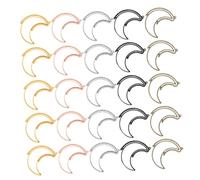 AUTSUPPL 25Pcs Rotatable Moon Shape Hollow Bezel Charms Pendants DIY Jewelry Frames with Color Alloy Borders for Crafting Keychains Necklaces Sweater Chains