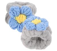 AUTSUPPL 2pcs Absorbent Wristbands Adorable Flower Design for Face Washing Yoga Makeup and Housework Comfortable Skin-friendly Wash Bands for Women and Girls