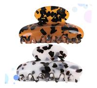 AUTSUPPL 2PCS Acrylic Marble Pattern Hair Claw Clips Large Vintage Hair Jaw Clips for Women Smooth Accessories in Coffee and White