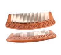 AUTSUPPL 2pcs Anti-static Wooden Hair Combs 16cm Carved Design for Women Massage Comb for Hair Styling and Scalp Care