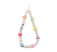 AUTSUPPL 2pcs Bohemian Rainbow Heart Phone Back Decor Lanyard with Love Letter Beads Lost Cell Phone Chain Rope for Mobile Case Lightweight and Easy to Install Accessories
