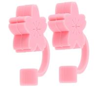 AUTSUPPL 2Pcs Creative Pink Silicone Straw Tips Cover Drinking Straw Plugs Anti-dust Airtight Seal Reusable for Cups and Tumblers
