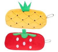 AUTSUPPL 2pcs Cute Plush Zipper Pencil Pouches for Students Lightweight Portable Stationery Bags with Creative Pineapple Strawberry Design and Back to School