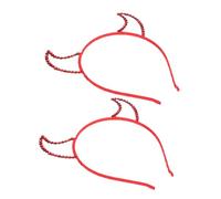 AUTSUPPL 2pcs Demon Horn Headband Realistic Halloween Devil Horns Hair Accessories for Hair Band Skull Antler Costume Plastic Red