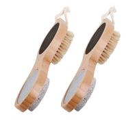 AUTSUPPL 2pcs Double-Sided Foot File Pedicure Tool with Pumice Steel File and Bristle for Removing Dead Skin and Callus Easy to Use Foot Care Accessories Random Color
