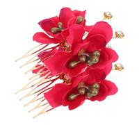 AUTSUPPL 2pcs Elegant Red Rose Hair Clips with Combs Realistic Artificial Flower Side Combs for Women Bridal Wedding Accessories for Beach and Destination Weddings