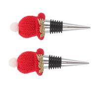 AUTSUPPL 2pcs Festive Santa Wine Stopper Reusable Bottle Toppers Fit for Standard Wine Bottles Portable Holiday Beverage Saver with Christmas Hat Design for Party and Wedding Decor
