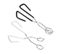 AUTSUPPL 2pcs Food Clamp Bread Clip BBQ Barbecue Clip Kitchen Tongs Anti-Scald Long Handle Non-Slip Grip for Indoor Cooking Serving and Outdoor Grilling Black White