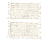 AUTSUPPL 2Pcs French Lace Table Placemats White Rustic Wedding Table Covers with Embroidered Vintage Design Decorative Decor for Home Restaurant Party Protection