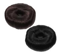 AUTSUPPL 2pcs Hair Bun Makers Donut Shaper Rings for Updo Hairstyles Soft Natural Hair Doughnut Chignon Tools Suitable for Wedding Prom Date School Evening Out Black Dark Brown