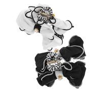 AUTSUPPL 2pcs Large Jumbo Hair Claw Clips with Fabric Bow Strong Hold Clip for Thick Long Hair Women and Teen Girls in White and Black for Everyday Styling