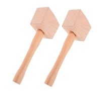 AUTSUPPL 2pcs Manual Wooden Ice Crusher Mallet Beech Wood Hammer for Bartending and Carpentry Comfortable Grip Polished Finish Multipurpose Ice Crushing Tool for Cocktails and Woodworking