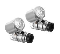 AUTSUPPL 2Pcs Mini Portable Microscope with LED Light Jeweler Loupe for Currency Jewelry Coin Calligraphy Painting Inspection