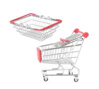 AUTSUPPL 2pcs Mini Shopping Cart Snack Holder Basket Stainless Steel Fried Chicken Food Tray for Party Serving and Daily Use Random Color Random Color