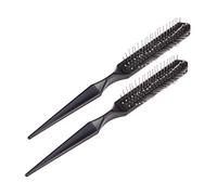 AUTSUPPL 2pcs Pointed Tail Wig Brush Cushion Comb for Synthetic Hair Extension Detangling Anti-static (Black)