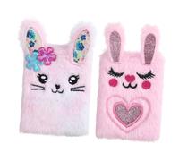 AUTSUPPL 2Pcs Rabbit Shaped Plush Cover Cartoon Notebook for Boys Portable Mini Pocket Diary for Writing Planning and Organizing Daily Thoughts and Ideas
