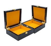 AUTSUPPL 2pcs Reusable Travel Cigar Container with Flip Cover and Lock, Portable Handle Box in Black Pu and Iron Material, Packing for Festival and On-the-go Cigar Storage