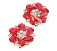 AUTSUPPL 2pcs Rhinestone Button Covers Metal Shirt Cuff Buttons Embellishments for DIY Clothing Decoration Secure Neat Cufflink Ornaments Portable Red