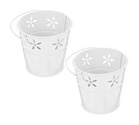 AUTSUPPL 2Pcs Small Iron Flower Pots with Handles Decorative Buckets for Home and Garden Multipurpose Containers for Party Presents Succulent Holders Indoor Outdoor Use