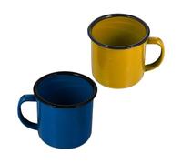 AUTSUPPL 2pcs Solid Color Enamel Tea Mugs with Anti-Slip Handles for Hot and Cold Drinks Small Vintage Chinese Traditional Water Cups for Home Office Restaurant Use