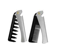 AUTSUPPL 2pcs Stainless Steel Folding Pocket Combs for Men Wide Tooth Portable Hairdressing Styling Tools for Oil Hair Massage Travel and Professional Use
