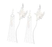 AUTSUPPL 2pcs Vintage Chinese Hair Chopsticks for Women Ancient Style Metal Hairpins with Tassels Traditional Hanfu Accessories for Festivals and Parties Elegant Retro Moon and Flower