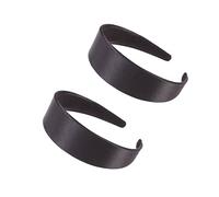 AUTSUPPL 2Pcs Wide-edge Solid Color Satin Hair Hoops Elegant Headbands for Women Comfortable Fit Party Decoration Accessories in Black