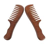 AUTSUPPL 2pcs Wide Tooth Wooden Comb for Curly Hair Scalp Comb with Anti-static Natural Wood Detangler for Men and Women Gentle Massage Grip for Thick and Textured Hair Care