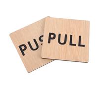 AUTSUPPL 2pcs Wooden Push Pull Signs 3.93x3.93x0.20in Use Instruction Commercial Space Offices Door Glass Doors