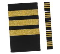 AUTSUPPL 3 Pairs Woven Tape Pilot Epaulettes Gold Stripes Traditional Airline Uniform Shoulder Boards for Aviation Cosplay and Professional Use