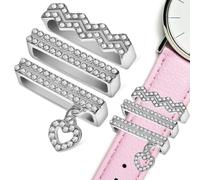 AUTSUPPL 3 Pcs Heart Watchband Charm with Bling Ring, Zinc Alloy Decoration | Gift-ready Accent for Daily Wear, Fits Watch Band and Silicone Straps, Chic Sparkle
