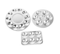 AUTSUPPL 3Pcs Aluminum Paint Tray Palettes Wells for Color Mixing Lightweight Pallets for Oil Watercolor Acrylic DIY Art Painting and Craft