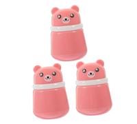 AUTSUPPL 3pcs Bear-shaped Talcum Powder Containers with Powder Puff for Skincare Portable Cute Travel Makeup Applicator Cases