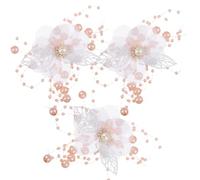 AUTSUPPL 3pcs Bride Pearl Flower Hairpins Wedding Hair Accessories Elegant Cloth and Imitation Pearl Barrettes for Special Occasions Finishing a Style