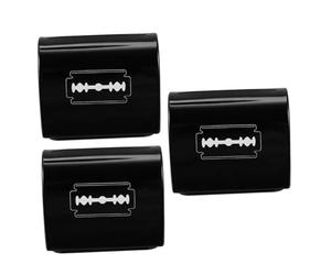 AUTSUPPL 3pcs Case Removable Bottom for Safe Storage and Disposal, Black Iron Box Protecting from Injury, for Barber Shops and Travel