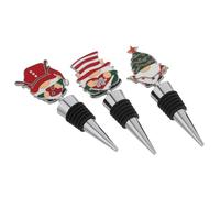 AUTSUPPL 3pcs Christmas Wine Stoppers Reusable Holiday Wine Cork Sealers with Festive Santa Gnome Design Beverage Preservers for Standard Bottle Tops