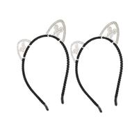 AUTSUPPL 3pcs Crystal Rhinestone Cat Ears Headbands Lightweight Alloy Hair Hoops with Butterfly and Heart Design for Women Party Favors Birthday Halloween Costume Accessories