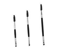 AUTSUPPL 3pcs Dual-ended Eyebrow and Eyelash Brush Set with Wooden Handles, Professional Eyebrow Makeup Brushes for Women, Includes Large, Medium, and Small Sizes for Precise Brow Grooming