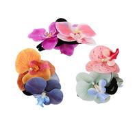 AUTSUPPL 3pcs Hawaiian Orchid Flower Hair Clips Lightweight Plastic Floral Hair Claw for Women Tropical Vacation Beach Party Secure Comfortable Grip