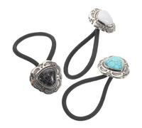 AUTSUPPL 3pcs Metal Ponytail Holders Turquoise Accents Vintage Hair Ties for Strong Hold Decorative Ponytail Wraps for Western Styles Set for Women and Girls