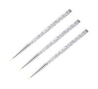 AUTSUPPL 3pcs Nail Art Liner Brushes Set with Nylon Bristle and Plastic Handle for Fine Nail Art Work and Painting Silver Colour Manicure Tools for Personal Use
