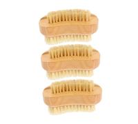 AUTSUPPL 3Pcs Natural Beech Wood Double-sided Nail Brushes for Daily Use Portable Fingernail Scrubbers with Sturdy Bristles Convenient Hand and Foot Cleaning Tools for Home Travel and Salon