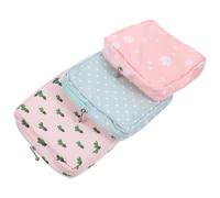AUTSUPPL 3pcs Portable Sanitary Napkin Storage Bag for Women Durable Cloth Pouch with Zipper Travel-Friendly Menstrual Pad Organizer Green Dot Cactus Pink Leaf Designs