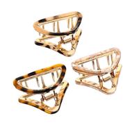 AUTSUPPL 3Pcs Triangle Hair Claw Clips Vintage Acetate Hair Catch Clamp for Women Stylish Simple Barrettes in Beige and Leopard Print for Parties and Daily Use