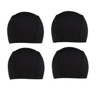 AUTSUPPL 4 Pcs Black Stretch Dome Cap Wig Caps Made of Spandex and Polyester, Comfortable and Secure for Natural Hair, for Hip Hop Activities and Wig Making