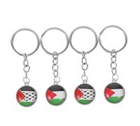 AUTSUPPL 4 Pcs Palestine Flag Keyrings Metal Keychain Pendant with Bright Vivid Colors Creative Key Holder for Home Decor Hanging Ornaments and Bag Accessories